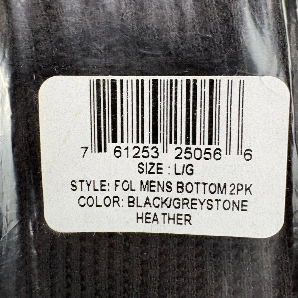 Fruit of the Loom Mens Thermal Bottoms 2-Pack Black Greystone Large 61253250566
